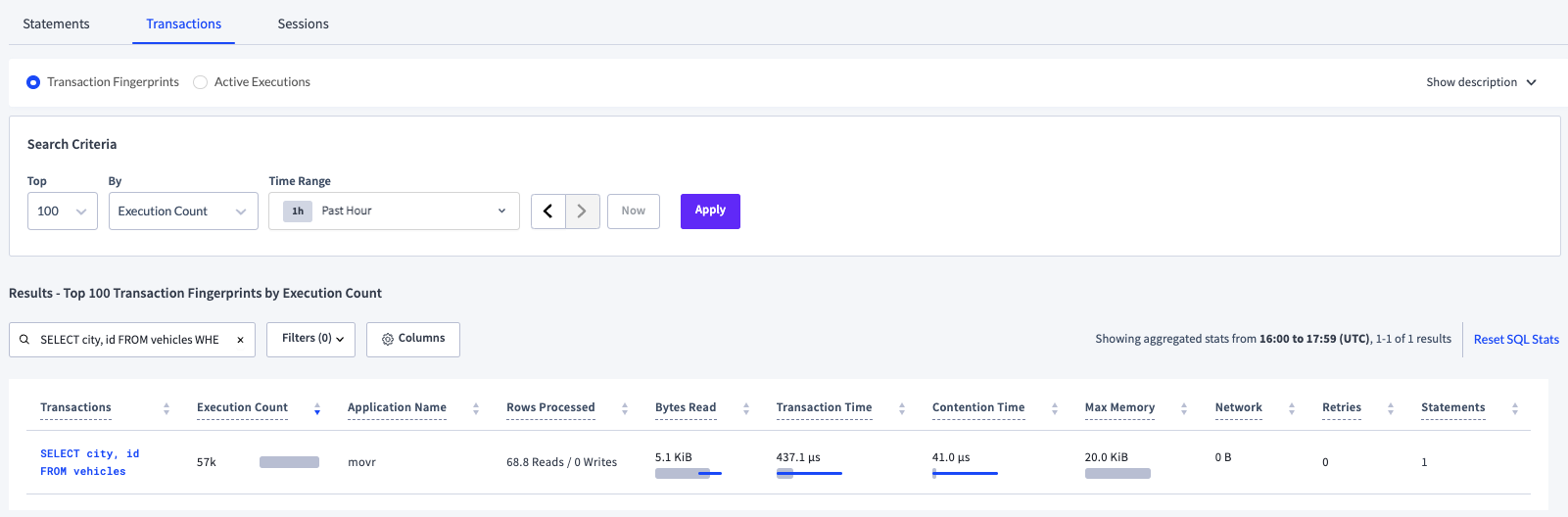 Transaction fingerprint